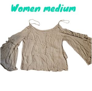 Rue21 blouse long bell sleeves Creme cut out Boho Cottagecore women Medium